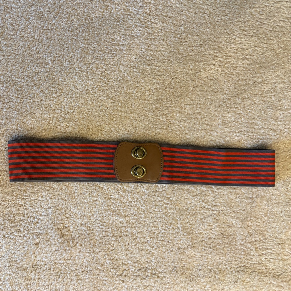 LOFT Red and Black Striped Belt size L